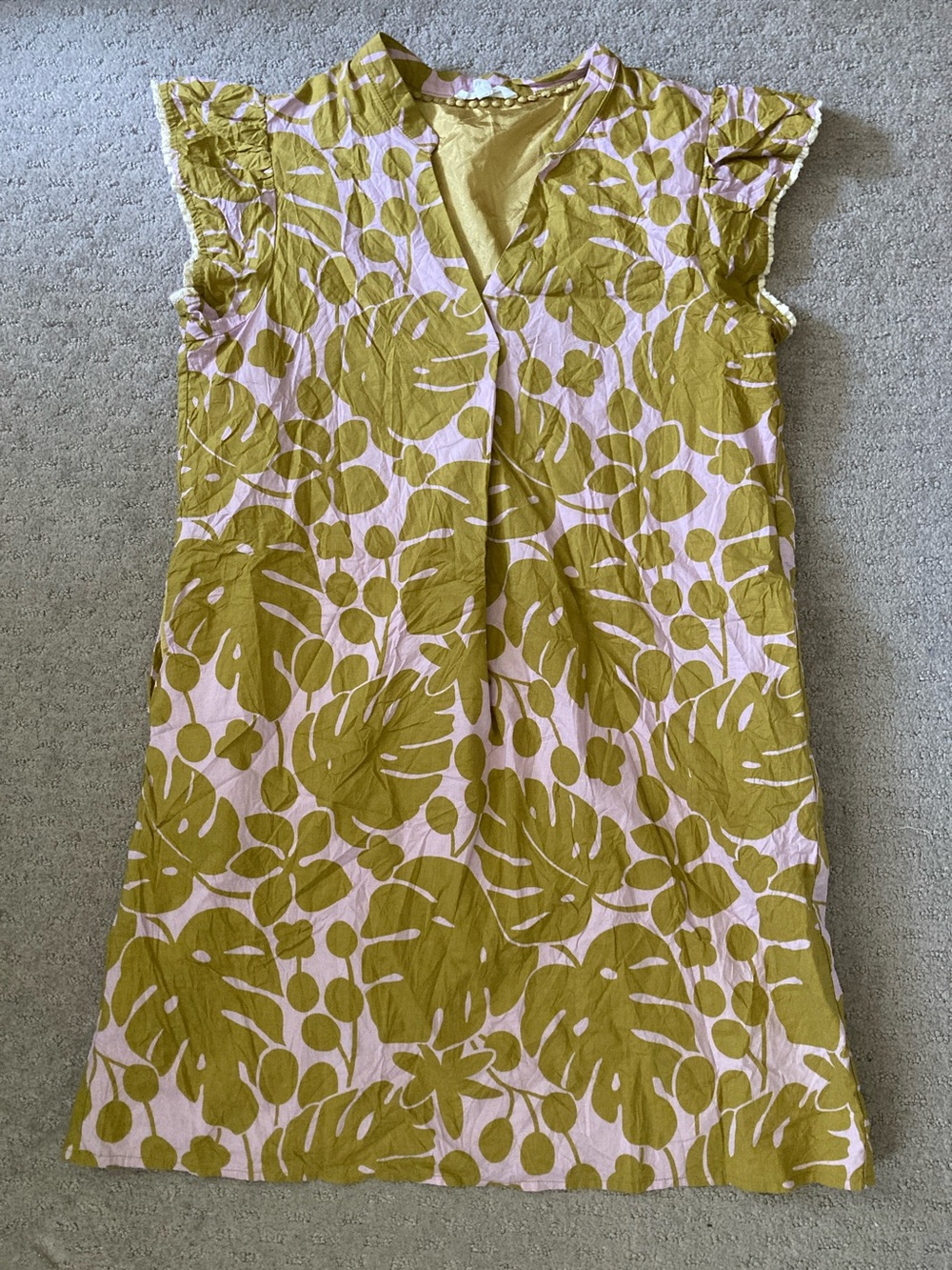 THML olive & pink floral tunic dress, Large.